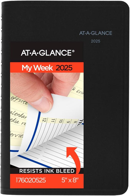 AT-A-GLANCE 2025 Appointment Book Planner, Weekly & Monthly, 5" x 8", Small, QuickNotes, Black (76020525)