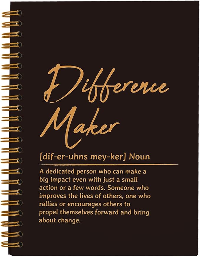 OXW Difference Maker Appreciation Gift, Meeting Notebook for Work, Thank You Gifts for Leader Mentor Manager Boss, Office Supplies Social Worker Notebook, Orange Hardcover Spiral Notebook 5.5 x 8.3