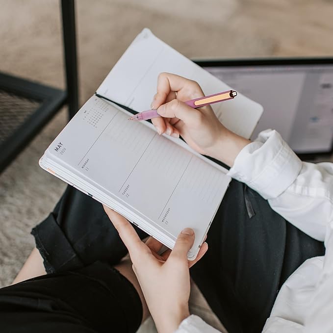 16 PCS Pens Ballpoint (8 pens+8 refills) Black Ink Pen 1.0 mm Pens Medium Point Smooth Writing Pens for Journaling Office Supplies Cute Pens for Women Men