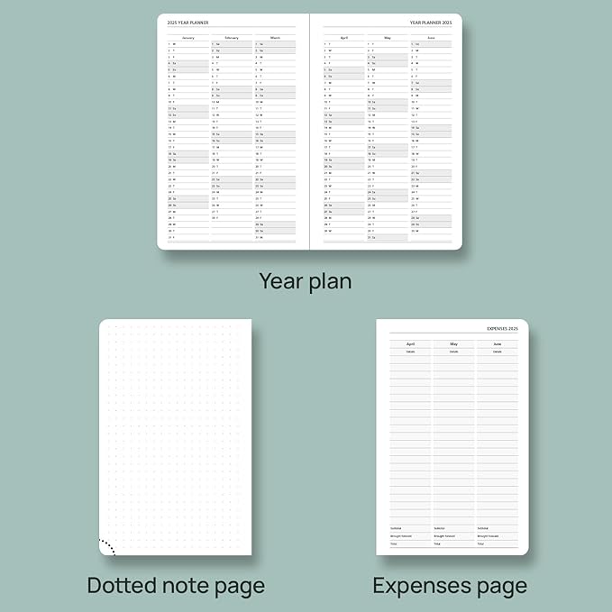 POPRUN Pocket Planner 2024-2025, [Pocket 4''x 6.25'' Hard Cover] Academic Year Calendar Daily Weekly and Monthly (July 24-June 25) with Hourly Time Slots, 100 GSM Paper - Black