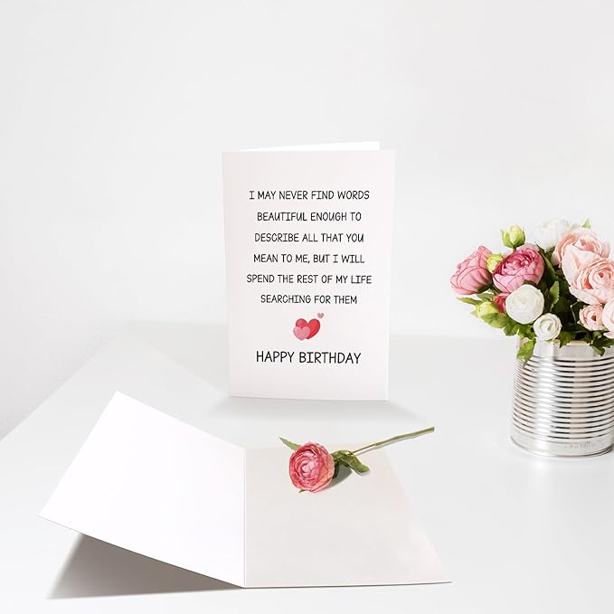 Chenive Sweet Birthday Card for Him Her, Romantic Poem Birthday Card for Husband Wife, Happy Birthday Card for Boyfriend Girlfriend Soulmate, Love of My Life