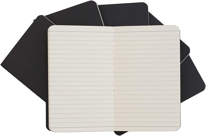 TWONE Pocket Notebook, 6 Pack Softcover Mini Notebooks 3.5" x 5.5" Black Notebook Small Memo Notepad for Men Women Kids Traveler Author, 30 Sheets,60 Lined Pages
