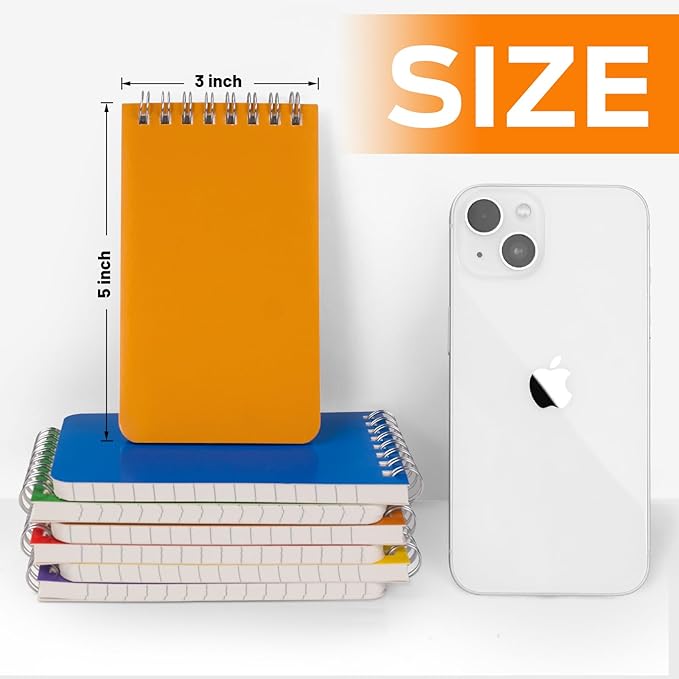 Pocket Notebook Bulk 3x5 Inch, 18 Packs Mini Top Bound Spiral Notepad, Small Pads 6 Colored, 60Sheets/120Pages (80GSM) Memo Notepads for Home, School, College, Office, Work, Travel