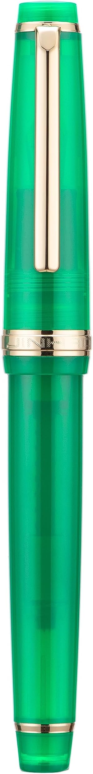 Jinhao 82 Acrylic Fountain Pen, Iridium Bent Nib with Ink Converter, Transparent Jungle Green Classic Design Calligraphy Pen (Gold Trim)