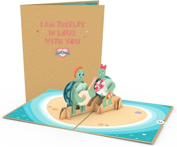 Lovepop Everyday Pop-Up Card for Her, Him, Girls, Boys - 3D Love Greeting Cards - Turtley in Love - 5" x 7" - Blank Note Card & Envelope Included
