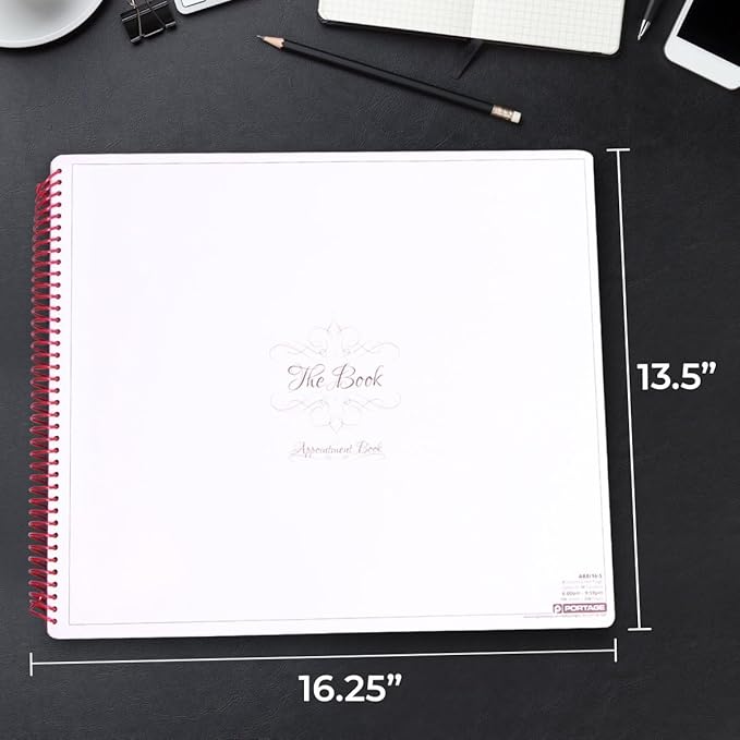 Notebook Planner, 8 Column Appointment Book – Large 16.25" x 13.5" Undated 2024 Planner, Daily & Hourly Planner in 15 Minute Increments – Spiral Notebook Organizer for Scheduling Appointments (8 Columns)