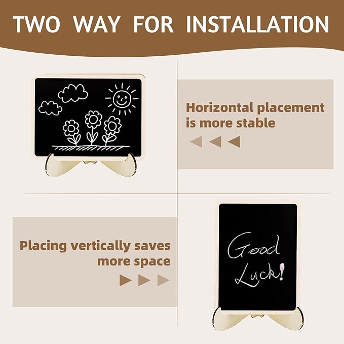 12 Pcs Rectangle Mini Chalkboard Signs, Small Chalkboard Labels with Easel Stand, Wooden Blackboard for Table Numbers, Food Signs, Wedding Signs, Place Cards and Party, 1 Liquid Chalk