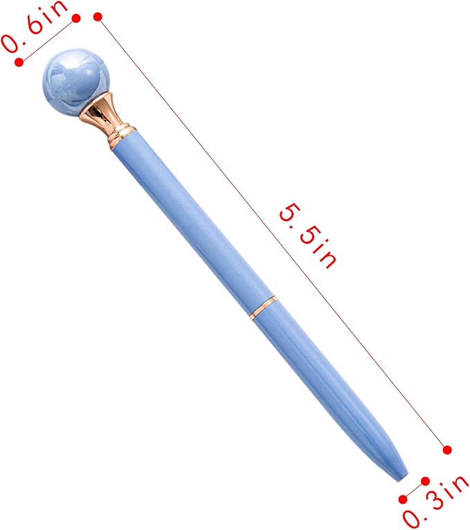 6 Pieces False Pearl Decoration Twist Metal Ballpoint Pen Ball Pen 1.0 MM Black Ink