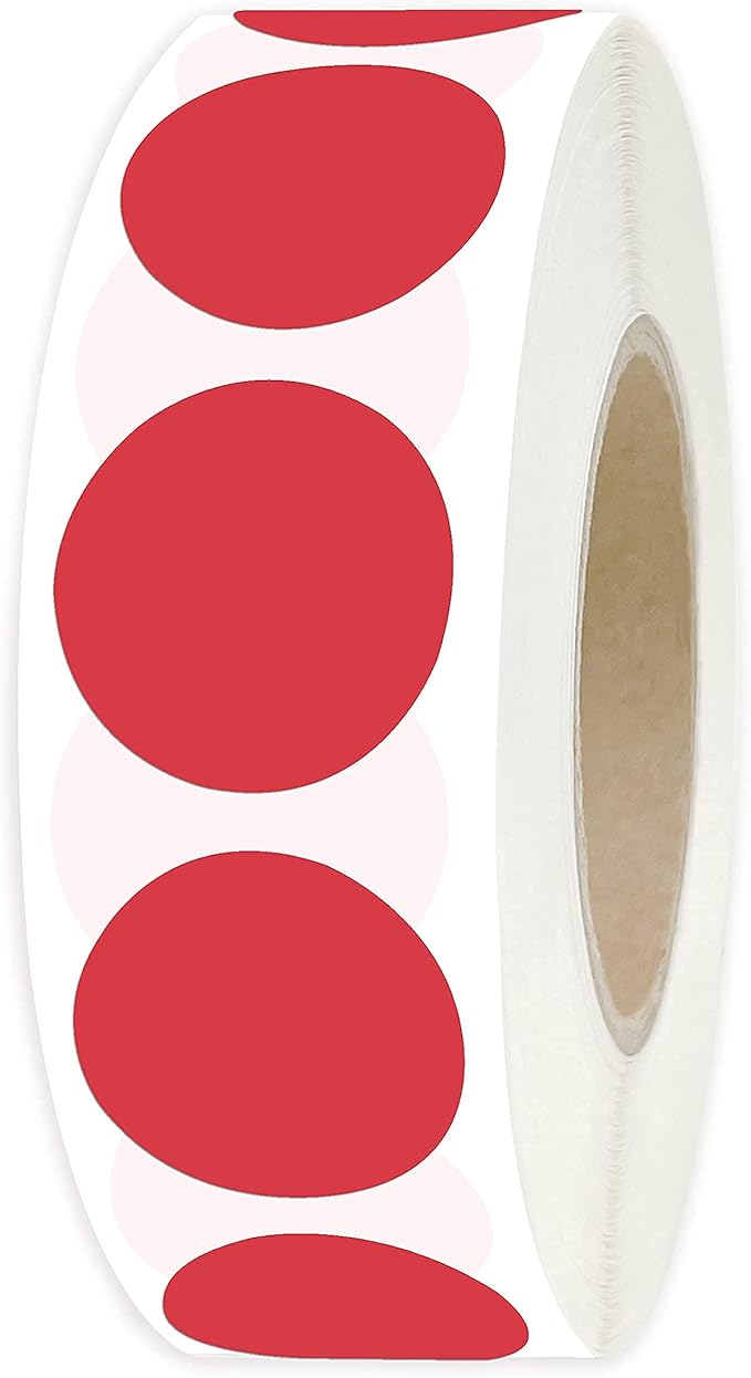 PARLAIM 0.75 inch Round Color Coding Circle Dot Labels in Roll, 1000 Stickers per Dispenser Box, 3/4" Small Dot Sticker for Business & Inventory, Red