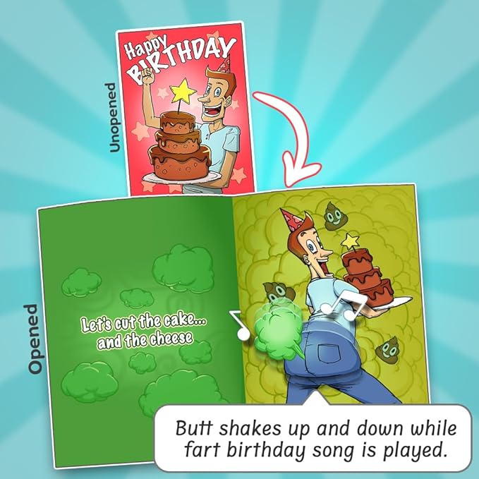 Joyadora Fart Prank Happy Birthday Music Card - Funny Birthday Cards for Men, Funny Birthday Cards for Women - Funny Birthday Card - Joker Greeting Card