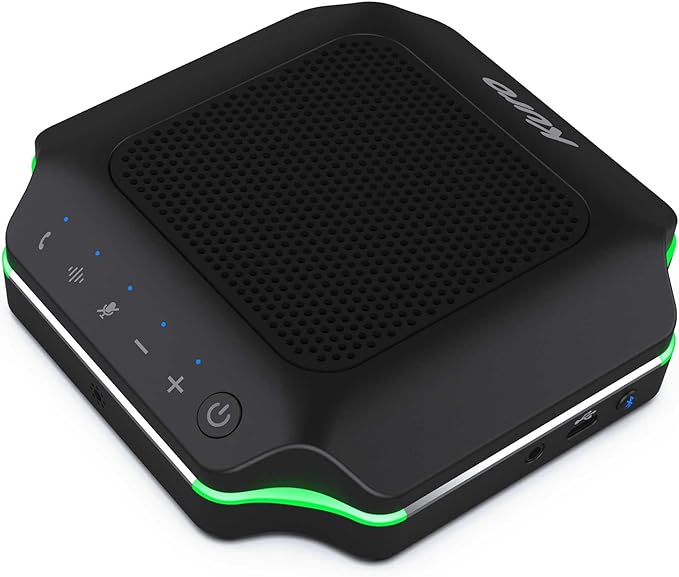 KURO CSP-102 Bluetooth AI Speakerphone Conference Speaker and Microphone with AI Noise Cancellation Long Coverage 360 Degree Voice Pickup Wireless Office Mic for Zoom Meeting Skype Teams Black