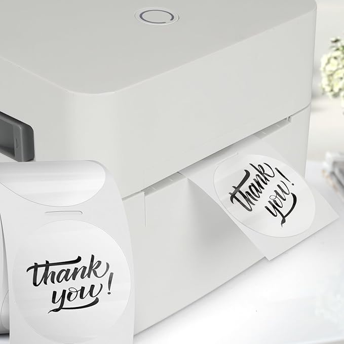 Transparent Thermal Labels Round 2 Inch Self Adhesive Circle Clear Printer Stickers Vinyl Waterproof Roll Decals Name Tag for Address Design DIY Logo Business 300 PCS