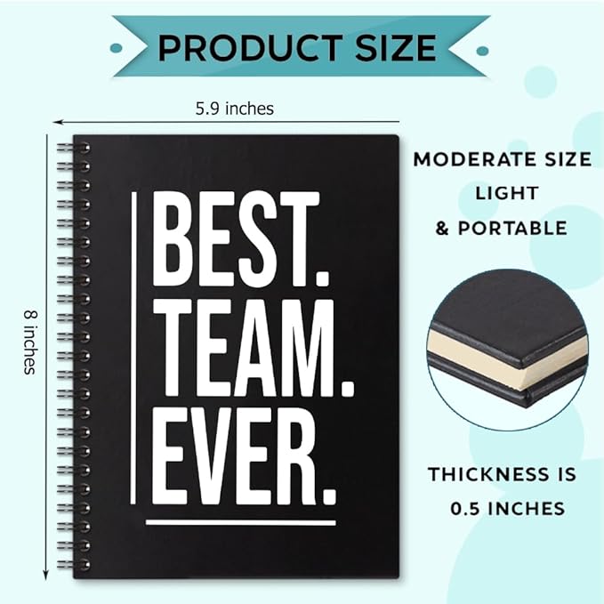 Best Team Ever 160 Blank Pages Spiral Notebook, Team Notebooks for Employees, Teamwork Gifts for Staff, Team Gifts for Coworkers, Team Member Gifts for Colleagues, Employee Appreciation Gifts