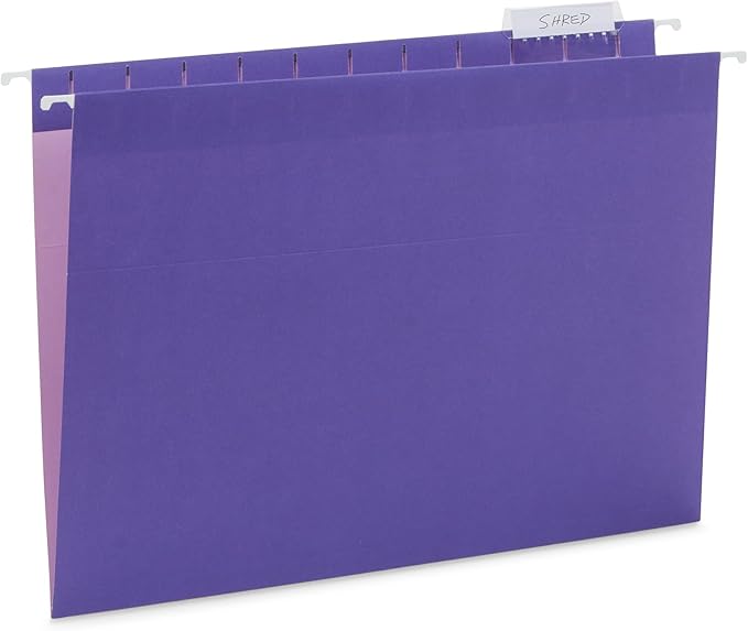 25 Blue Summit Supplies Letter Size Hanging File Folders - Hanging File Folders Letter Size, Assorted Jewel Tone Colors, Includes Plastic Tabs and Inserts, Durable 12pt Paper