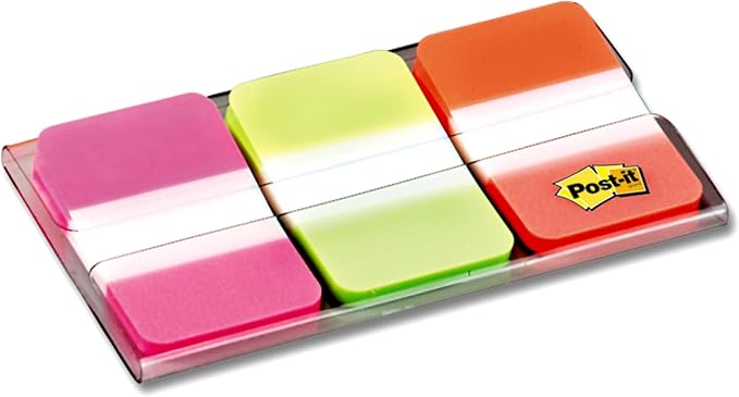 Post-it Tabs, 22/Color, 66/Dispenser, 1 in Wide, Pink, Green, Orange (686-PGO)