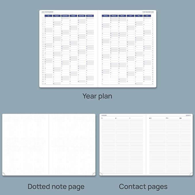 POPRUN 2025 Monthly Calendar 8.5" x 11", Large Writing Space Monthly Planner with PU Leather Soft Cover, Dual Pockets, Monthly Tabs, 100GSM Thick Paper, Sunday Start - Black