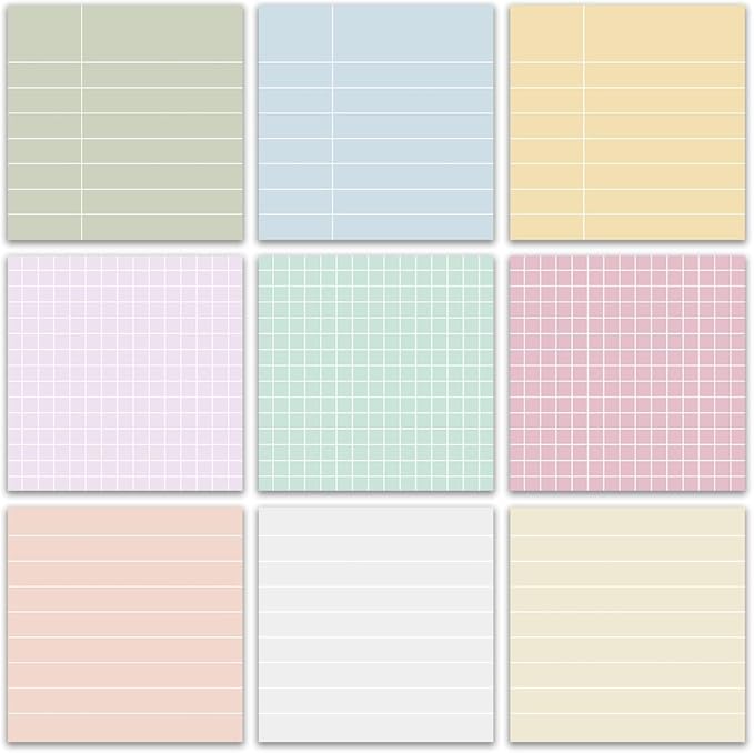 Post it Notes 3x3 Cute and Aesthetic Sticky Notes Planner Notepad - 450 Sheets - Desk Accessories for School, Office, and Home - Ideal Gifts for Teachers, Women, and Coworkers (Minimalist)