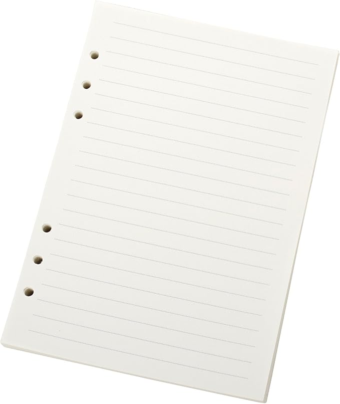 Ancicraft Refill Paper A5 5.7 X 8.25 Inches 6 Hole Lined Creamy White Paper for Loose Leaf Binder Notebook 100 Sheets / 200 Pages