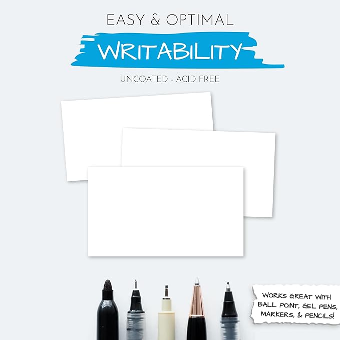 Home Advantage 5x7 Blank Index Cards - Our 50 Pack of Blank Notecards Use Heavy Duty Cardstock to Make Them Bleed Proof - These Plain Index Cards Make Perfect Blank Flashcards & Blank Note Cards