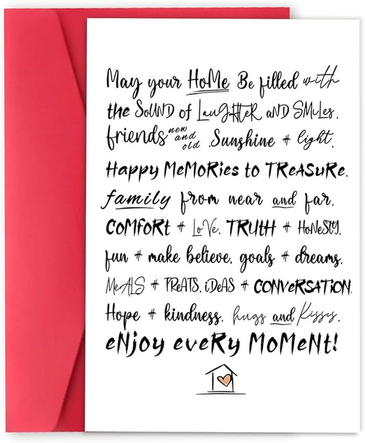 New Home Card, Funny Housewarming Card,Happy New House Congratulations Card,Enjoy Every Moment,New Apartment Card,New House Gifts for Women Men