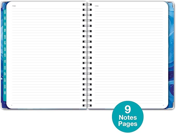 HARDCOVER 2025 Planner, 8.5"x11": 14 Months (November 2024 - December 2025), Daily Weekly Monthly Planner, Yearly Agenda, Bookmark, Pocket Folder and Sticky Note Set (Blue Koi)