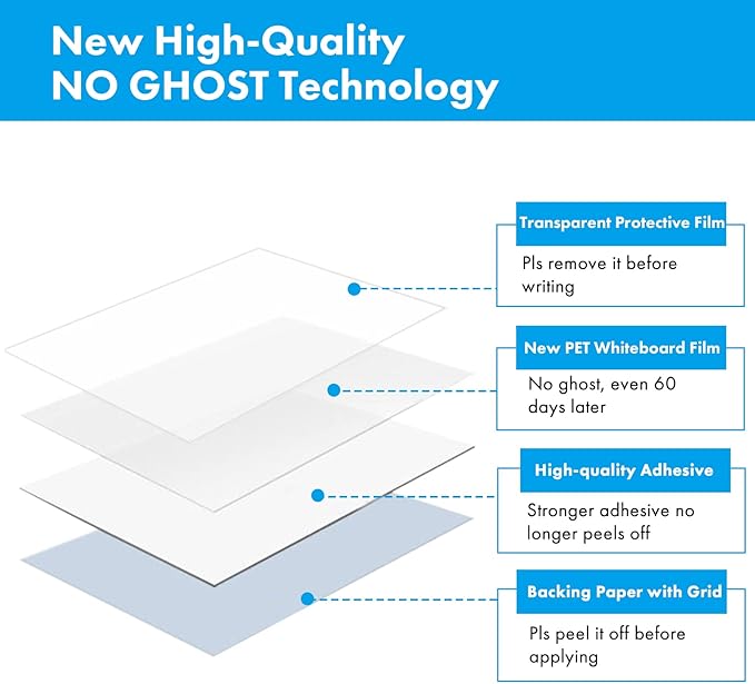 HAMIGAR Whiteboard Sticker for Wall 17.7" x 78.7" Whiteboard Wallpaper Peel and Stick, White Board Stick on Wall, Dry Erase Contact Paper Adhesive Poster Board Whiteboard with 1 Marker