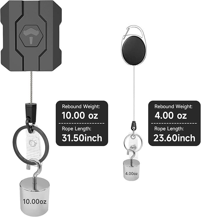 Retractable Keychain Badge Holder with Belt Clip, Heavy Duty Carabiner ID Badge Clip Reel, 32” Steel Retractable Cord, 10 oz Rebound，1pcs Black Belt Clip