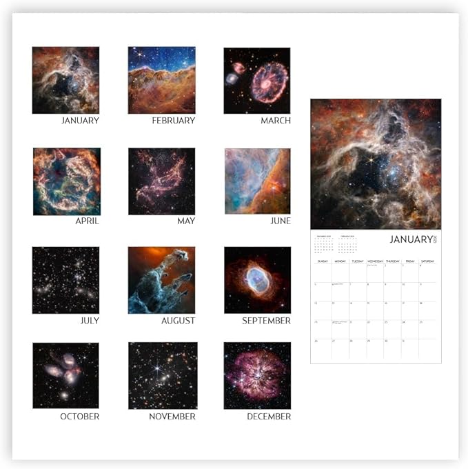 2024 James Webb Space Large Wall Calendar with Sticker Pack | 12" x 24" (Open)| Thick and Sturdy Paper | Astronomy Wall Calendar with Sticker Set | Star Calendar 2024 | Christmas Gift | Birthday Gift