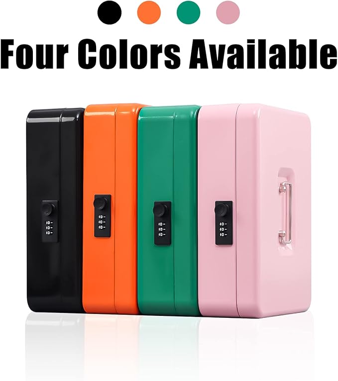 KYODOLED Metal Cash Box with Combination Lock Money Box for Cash Safe Metal Box with Money Tray for Security Lock Box 11.81"x 9.45"x 3.54" Green X Large