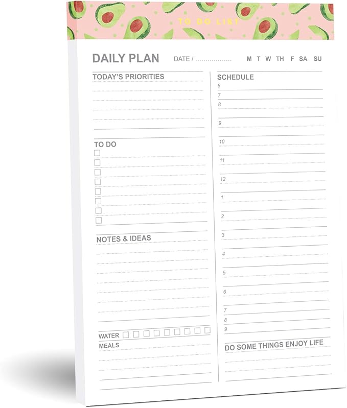Daily to Do List Notepad with 52 Undated Tear-Off Planning Sheets,5.8"×8.2" Magnetic Planner Checklist Organizing Memo Pad for Reminders,Shopping List,Self-Care Notepad (5.82"x8.26", Avocado)