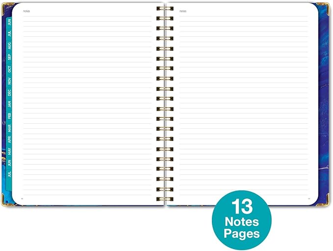 HARDCOVER Academic Year 2024-2025 Planner: (June 2024 Through July 2025) 8.5"x11" Daily Weekly Monthly Planner Yearly Agenda. Bookmark, Pocket Folder and Sticky Note Set (Dark Blue Marble)