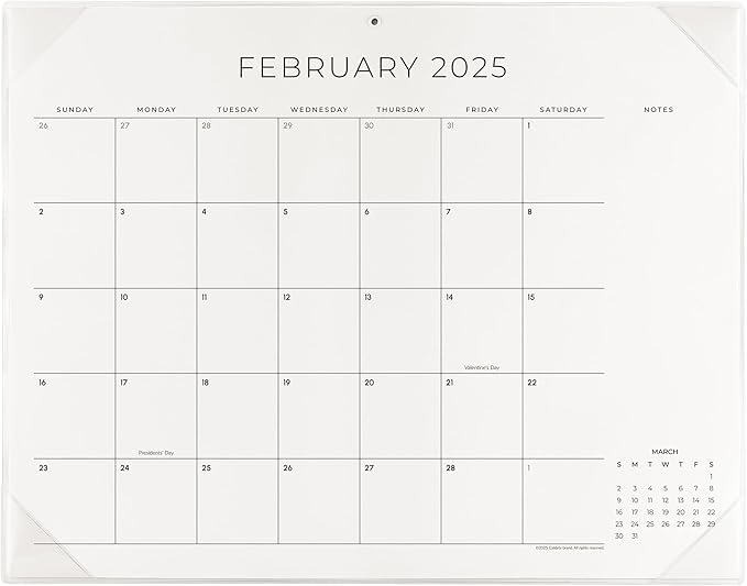 Cabbrix Simplified Desk Calendar 2025-2026 with Desktop Mat, Large Desk Pad Calendar 21" x 16-1/2" Runs from Jan 2025 to Jun 2026, Monthly Desktop Calendar for Home School and Office (Transparent)