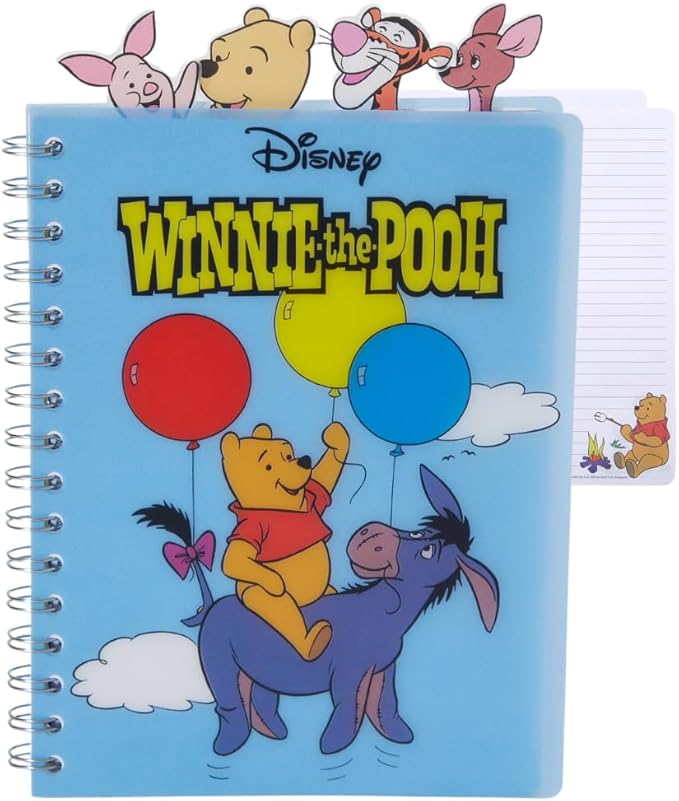 Innovative Designs Disney Winnie the Pooh Tab Journal Notebook, Spiral Bound, 96 Lined Pages, 8 x 7 inches