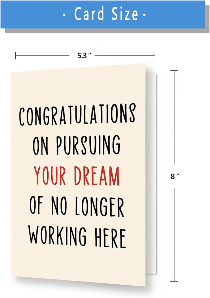 Asmallgf Funny Retirement Card Gifts for Boss Coworker, Humor Leaving Farewell Card for Women Men, Goodbye Gifts, Resignation Card