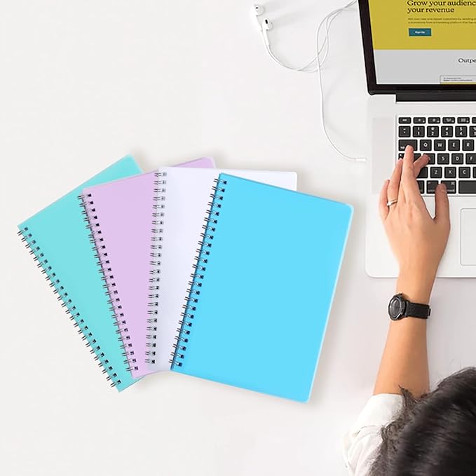 Spiral Notebook, 4 Pack Dot Grid Notebooks 5.7" x 8.3", Bullet Dotted Journal, 640 Pages, Cute College School Supplies Notebooks for Work, Aesthetic Gift Office Supplies for Study and Notes