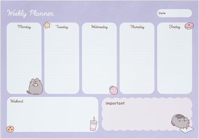 Pusheen Weekly Planner A4 | Pusheen Calendar | Family Calendar | 54 Tear Off Pages | Desk Calendar | Organiser Planner | Pusheen Gifts | To Do List | Pusheen Cat