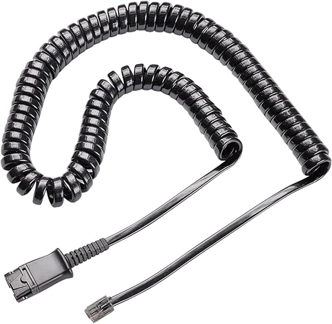 Global Teck U10p Plantronics - Poly Type Headset Telephone Cord Compatible with Mitel, Aastra, Polycom, Nortel, Meridian Landline Phones - For Plantronics H and HW series Corded Headsets and EncorePro