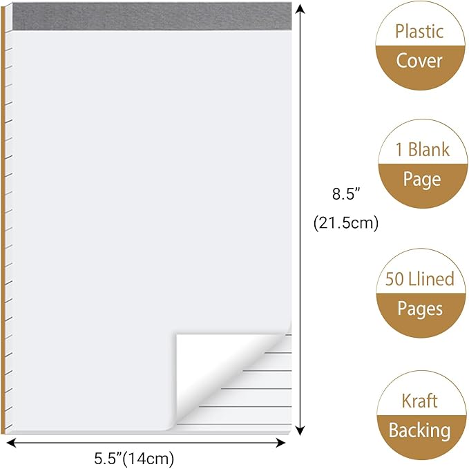 12 Pack Waterproof Cover Memo Pads 5.5" x 8.5" Lined Note Pads Ruled Writing Pads, Memo Scratch Pad (51 Sheets Each)