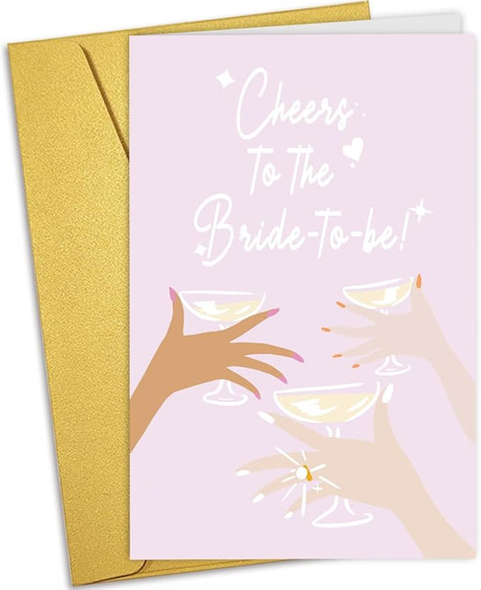 Nchigedy Sweet Bridal Shower Card, Funny Engagement Card for Her, Wedding Congratulations Card, Cheers To The Bride To Be