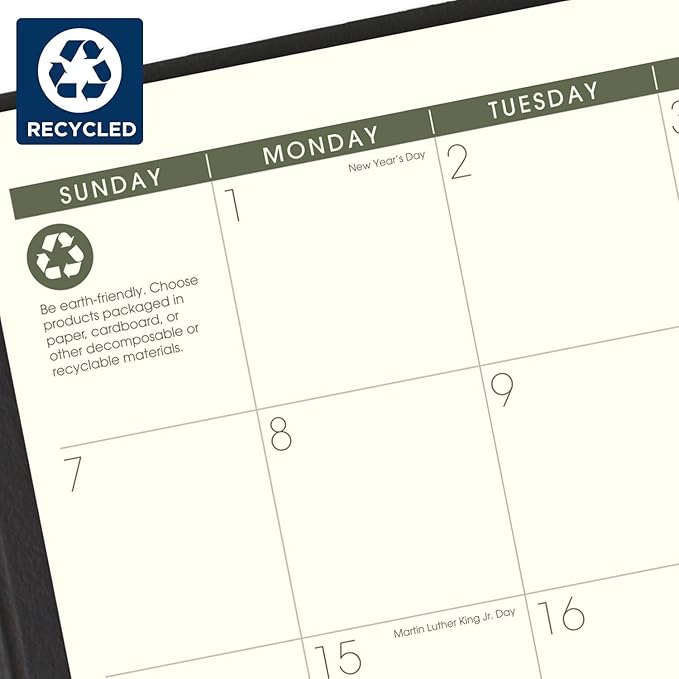 AT-A-GLANCE 2024 Weekly & Monthly Planner, Quarter-Hourly Appointment Book, 7" x 8-3/4", Medium, Recycled, Monthly Tabs, Black (70951G0524)