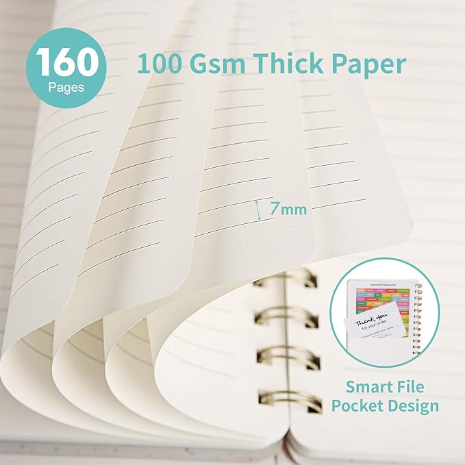 Lined Spiral Notebook College Ruled A5 Journal Book for Note Taking, 160 Pages Writing Journal for Office and Home School Supplies 5.75x8.125 inch - MintGreen