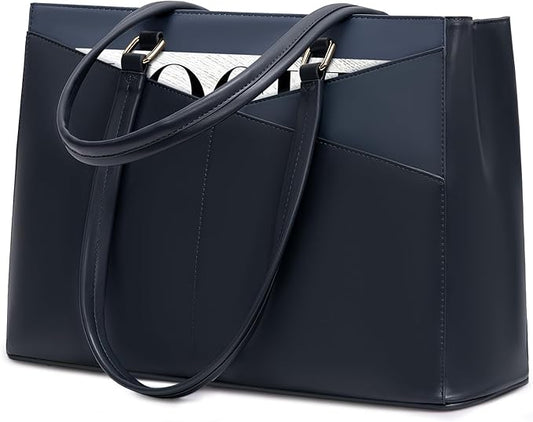 LOVEVOOK Laptop Bag for Women, 15.6 inch Laptop Tote Work Teacher Bags Cancas Computer Shoulder Bag,Blue/Blue-Green/Sky Blue