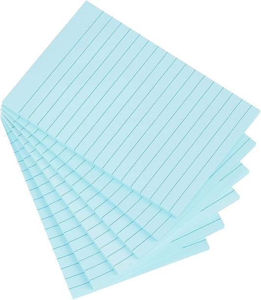 Vanpad Lined Sticky Notes 4X6 in Light Blue Ruled Stickies Super Sticking Power Memo Pads Strong Adhesive, 6 Pads/Pack, 45 Sheets/pad