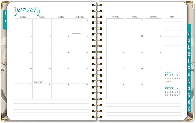 HARDCOVER 2025 Planner, 8.5"x11": 14 Months (November 2024 - December 2025), Daily Weekly Monthly Planner, Yearly Agenda, Bookmark, Pocket Folder and Sticky Note Set (Orchid)