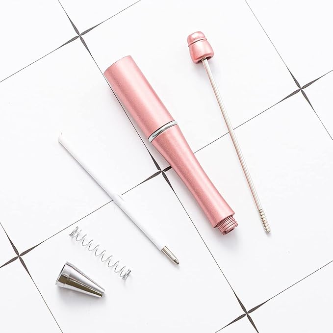 PASISIBICK 20 Colors Plastic Beadable Pens, Assorted Bead Pens for DIY PPL Gift with Shaft Black Ink, 20 Pieces