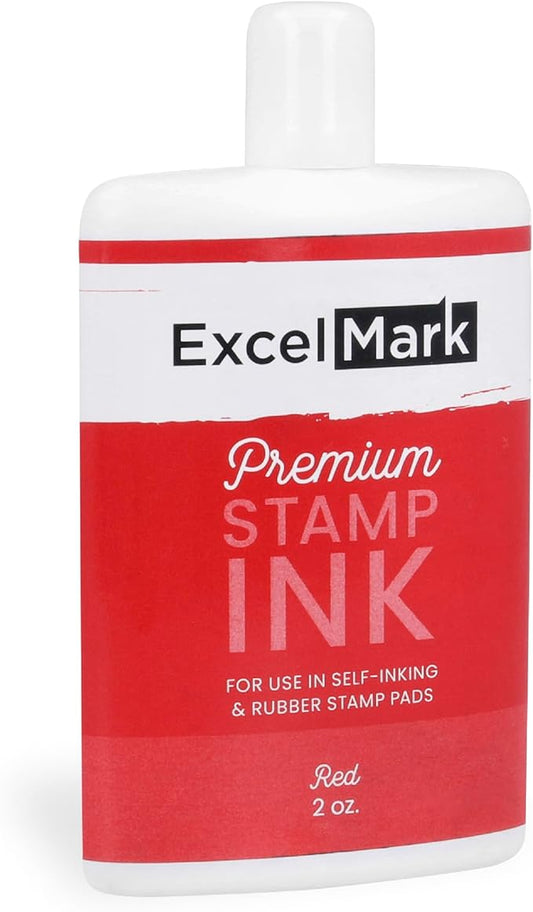 ExcelMark Self Inking Stamp Refill Ink - 2 oz. - Red Ink