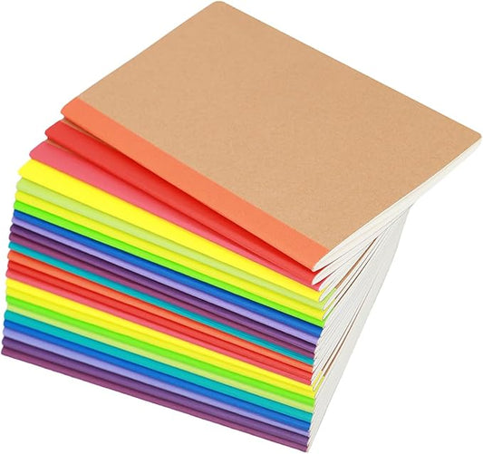 24 Pack A5 Kraft Notebook,Lines Pages - 60 Pages (30 Sheets), Wide Ruled,8.3”x 5.5” Small Kraft Notebook