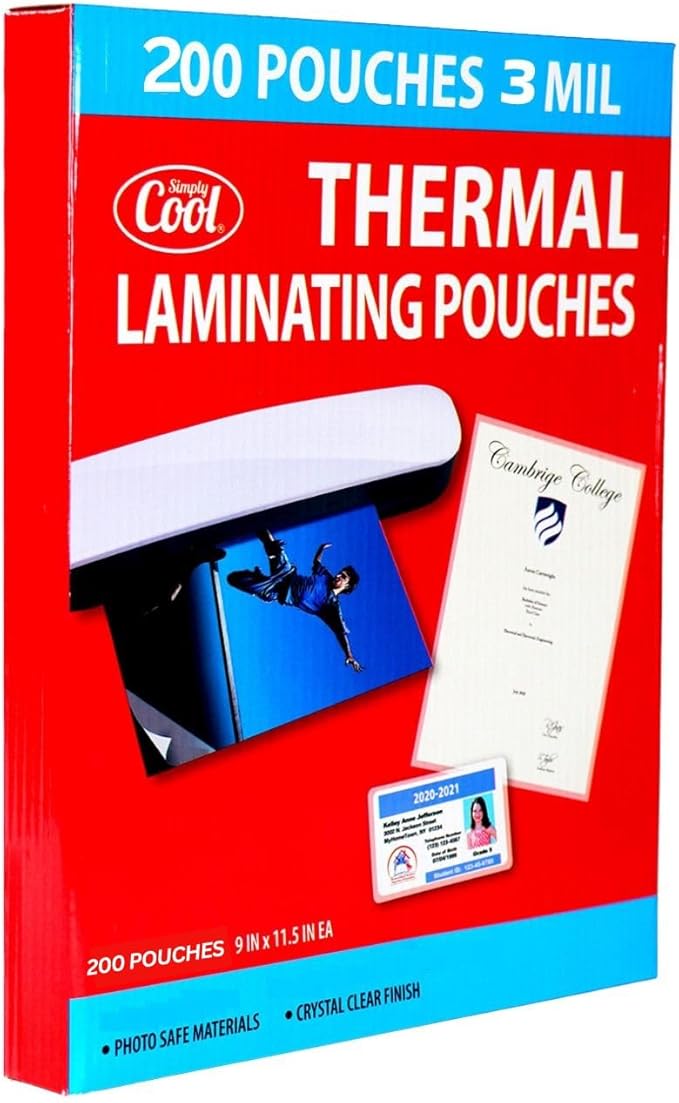 3MIL Thermal Laminating Pouches (200 Count) 9x11.5 inch Dry-Erase Friendly Sheets, Compatible with Laminators Crystal Clear Laminated Finish