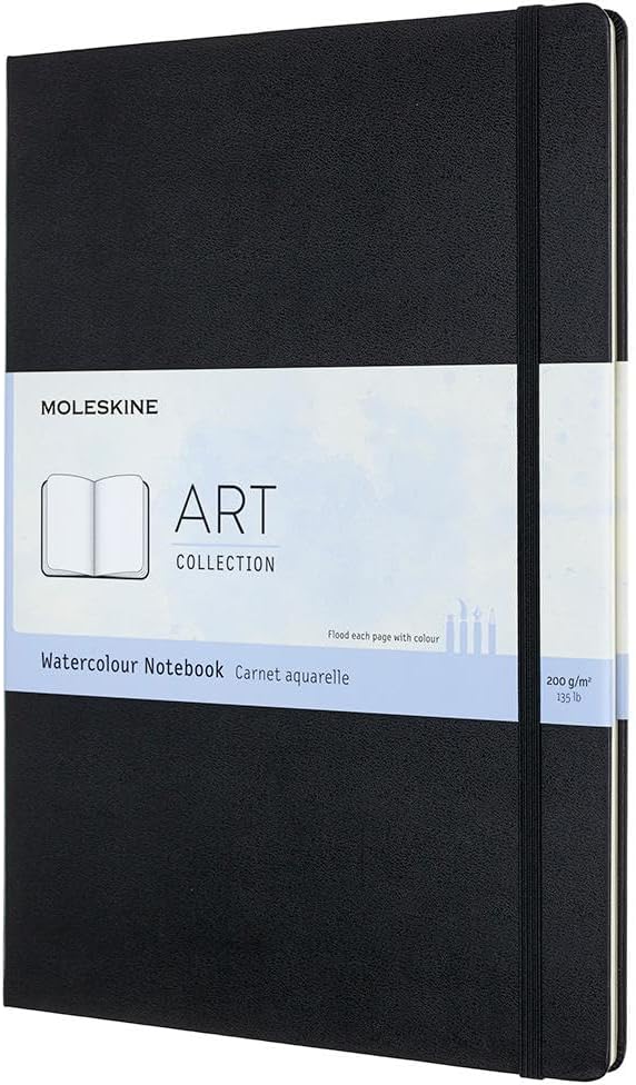 Moleskine Art Watercolor Notebook, Hard Cover, A4 (8.25" x 11.75") Plain/Blank, Black, 60 Pages