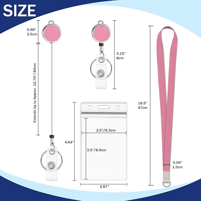 Giancomics Lanyards for Id Badges, ID Badge Holder with Retractable Reel, Cute Waterproof Lanyards for Cruise Ships Cards Key Office Work Name Tag Zip Type Card Holder Protector 2 Pack